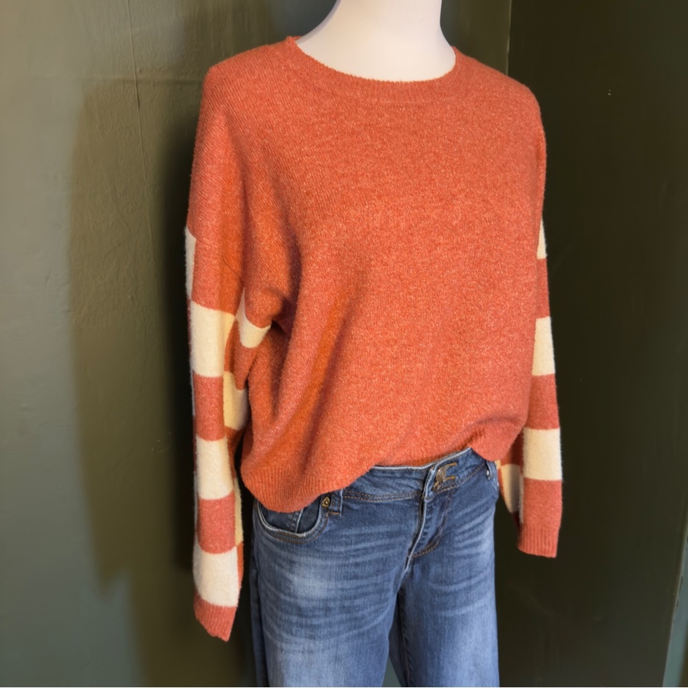 Blu Pepper Orange and Cream Striped Sweater